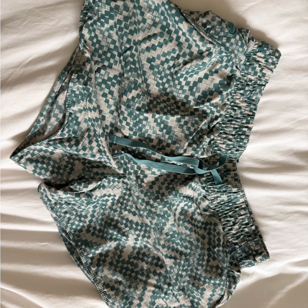The North Face Teal and White Patterned Shorts